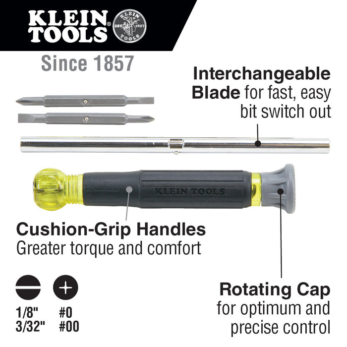 Klein Tools 32581 4-in-1 Electronics Precision Screwdriver with Spin Top