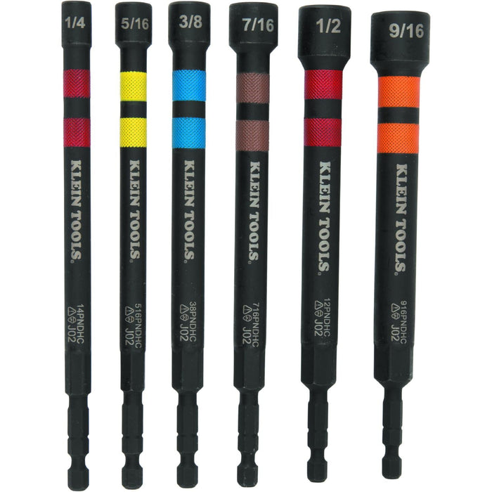 Klein Tools 32950 Hollow Magnetic Color-Coded Ratcheting Power Nut Driver, Six Sizes, 7 Pc.