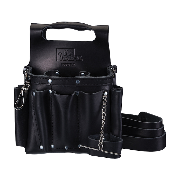 Ideal 35-950BLK Tuff-Tote Premium Black Leather Tool Pouch w/Strap