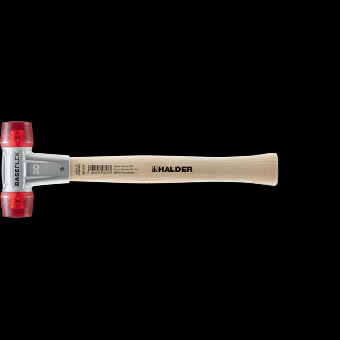 Halder 3906.030 Baseplex Mallet with Red Plastic Face Inserts Zinc Die Cast Housing and Wood Handle