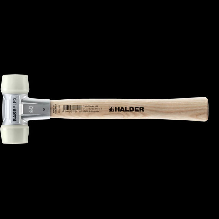 Halder 3908.040 Baseplex Mallet with Nylon Face Inserts Zinc Die Cast Housing and Wood Handle