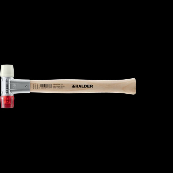 Halder 3968.025 Baseplex Mallet with Nylon and Red Plastic Face Inserts Zinc Die Cast Housing and Wood Handle