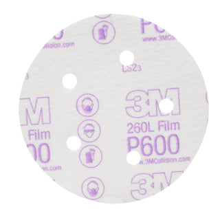 3M Hookit Finishing Film Abrasive Disc 260L, 01055, 5 in, Dust Free,
P600