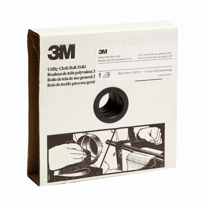 3M Utility Cloth Roll 314D, P120 J-weight, 1 in x 20 yd