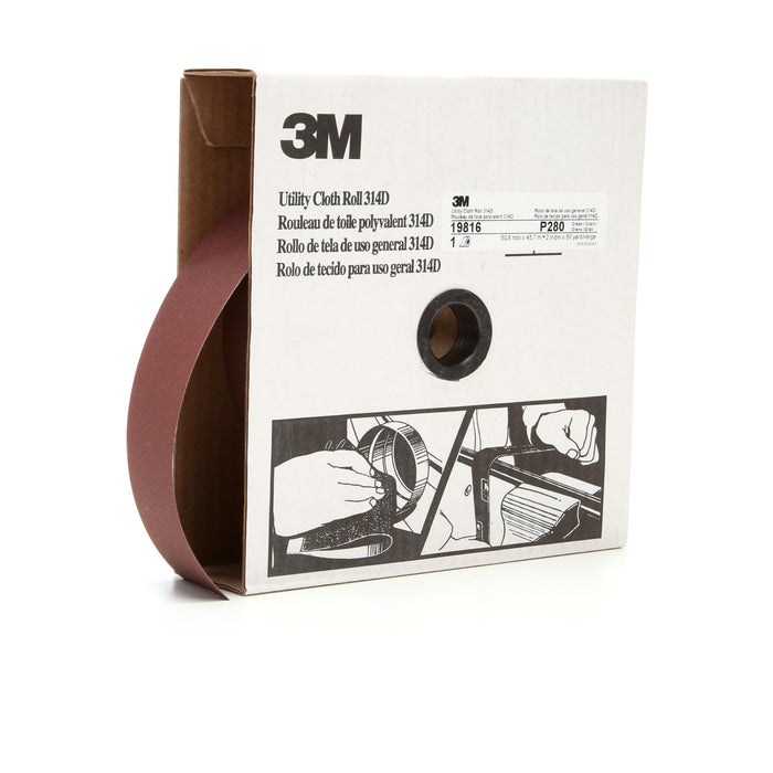 3M Utility Cloth Roll 314D, P280 J-weight, 2 in x 50 yd