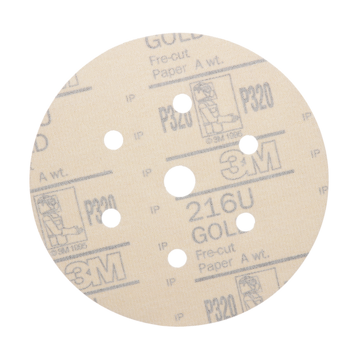 3M Hookit Gold Disc Dust Free 216U 01075, 6 in, P320, 100 Discs/Carton