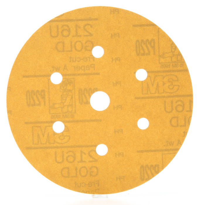 3M Hookit Gold Disc Dust Free 216U 01078, 6 in, P220, 100 Discs/Carton