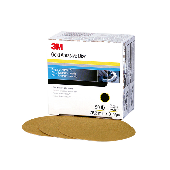 3M Hookit Gold Disc 00912, 3 in, P500, 50 Discs/Carton