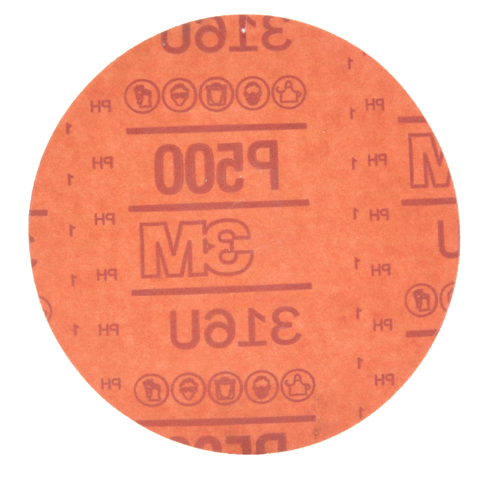 3M Hookit Red Abrasive Disc, 01191, 6 in, P500, 50 discs per carton