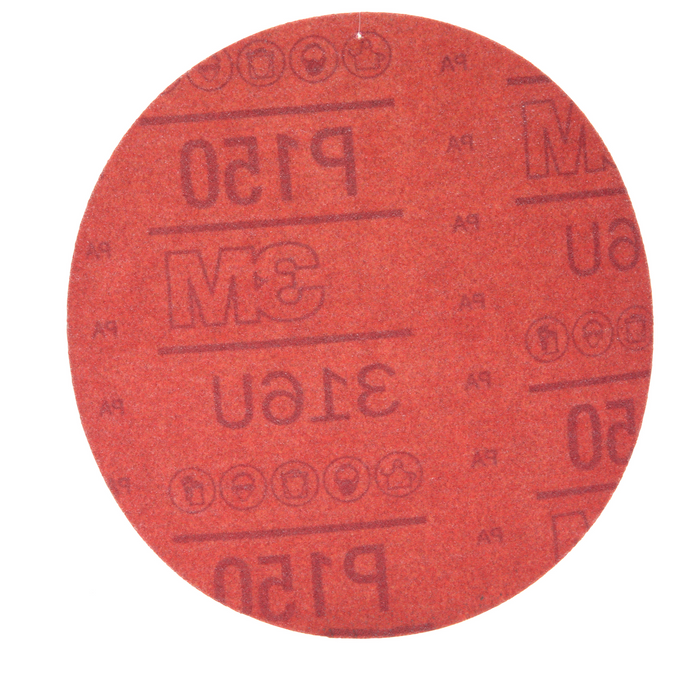 3M Hookit Red Abrasive Disc, 01223, 6 in, P150, 50 discs per carton