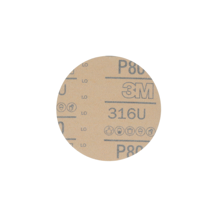 3M Hookit Red Abrasive Disc, 01302, 5 in, P80, 50 discs per carton