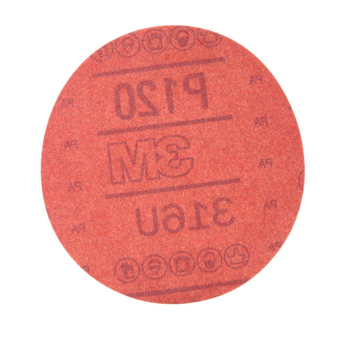 3M Hookit Red Abrasive Disc, 01300, 5 in, P120, 50 discs per carton