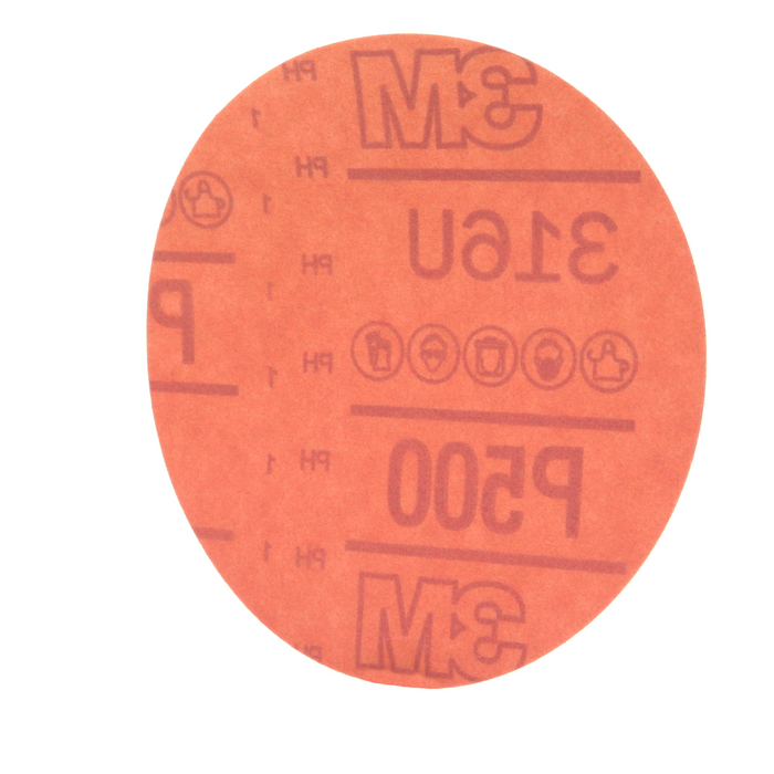 3M Hookit Red Abrasive Disc, 01293, 5 in, P500, 50 discs per carton