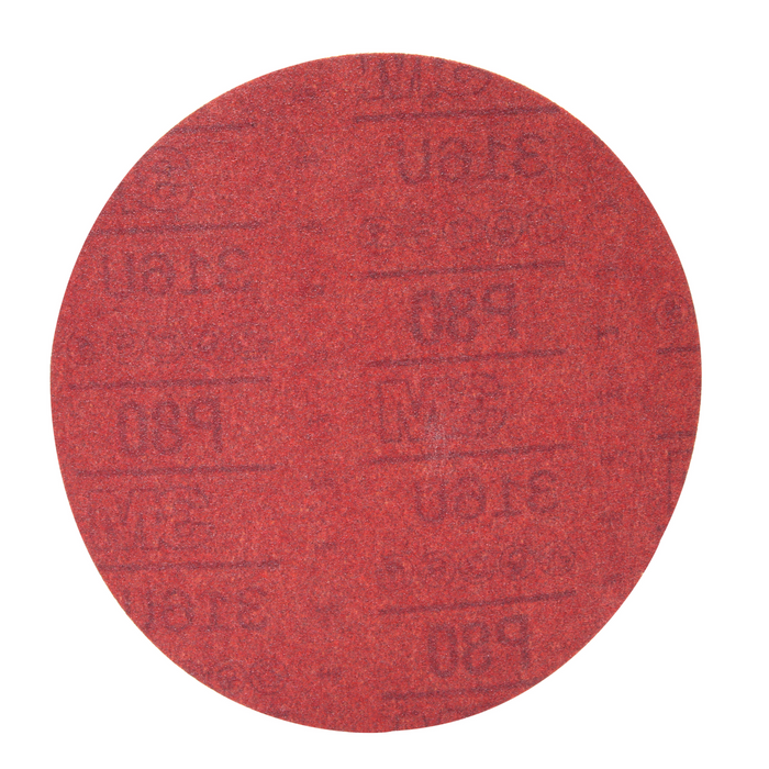 3M Hookit Red Abrasive Disc, 01677, 8 in, P80, 25 discs per carton