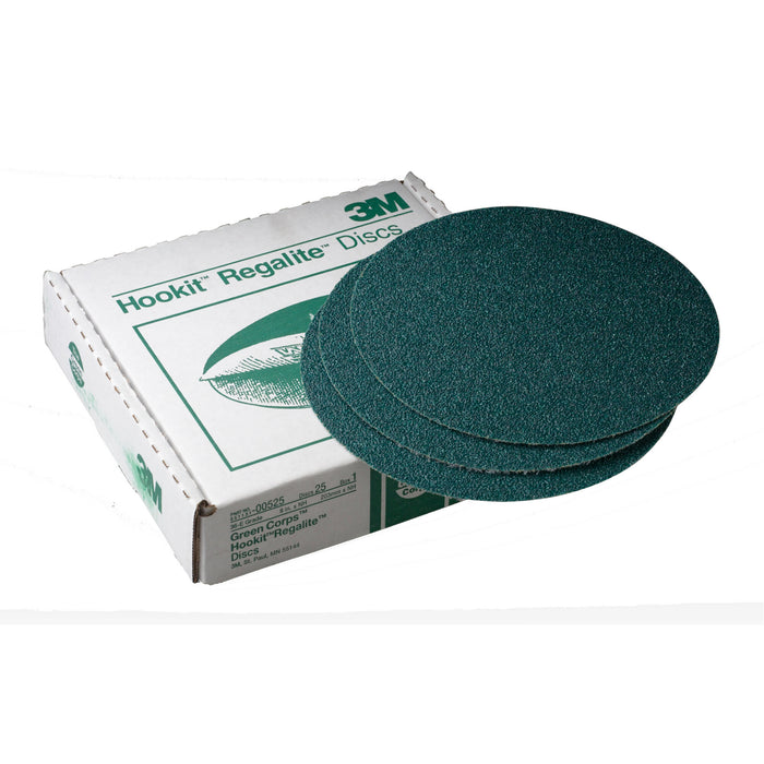 3M Green Corps Hookit Disc, 00525, 8 in, 36, 25 discs per carton