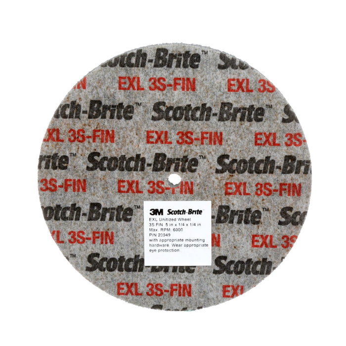 Scotch-Brite EXL Unitized Wheel, XL-UW, 3S Fine, 6 in x 1/8 in x 1/2
in