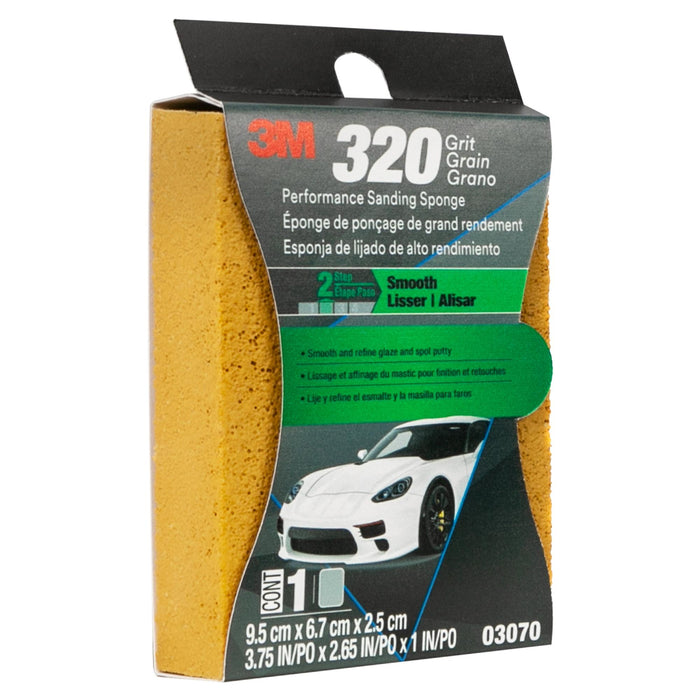 3M Performance Sanding Sponge, 03070, 1 inch x 2-5/8 inch, 320 Grit