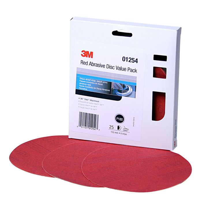 3M Red Abrasive Stikit Disc Value Pack, 01254, 6 in, P180 grade