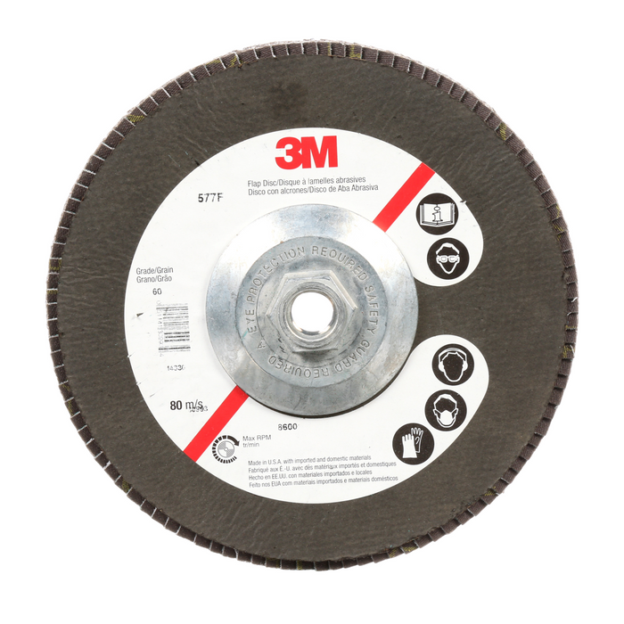 3M Flap Disc 577F, 80, T29 Quick Change, 4-1/2 in x 5/8 in-11, Giant
