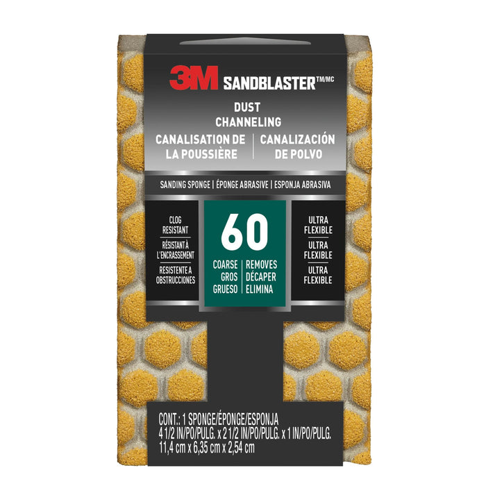 3M SandBlaster DUST CHANNELING Sanding Sponge, 20909-60-UFS ,60 grit