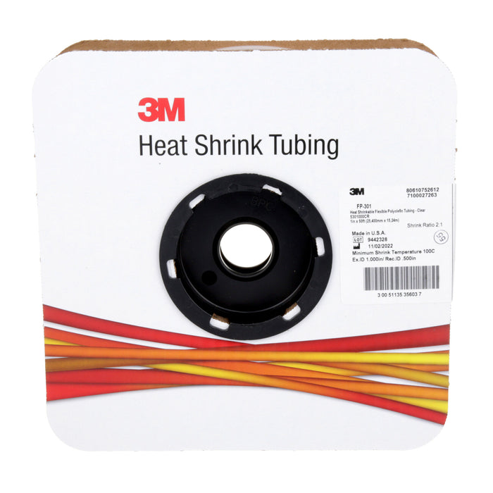 3M Heat Shrink Thin-Wall Tubing FP-301-1-Clear-50`: 50 ft length spool
