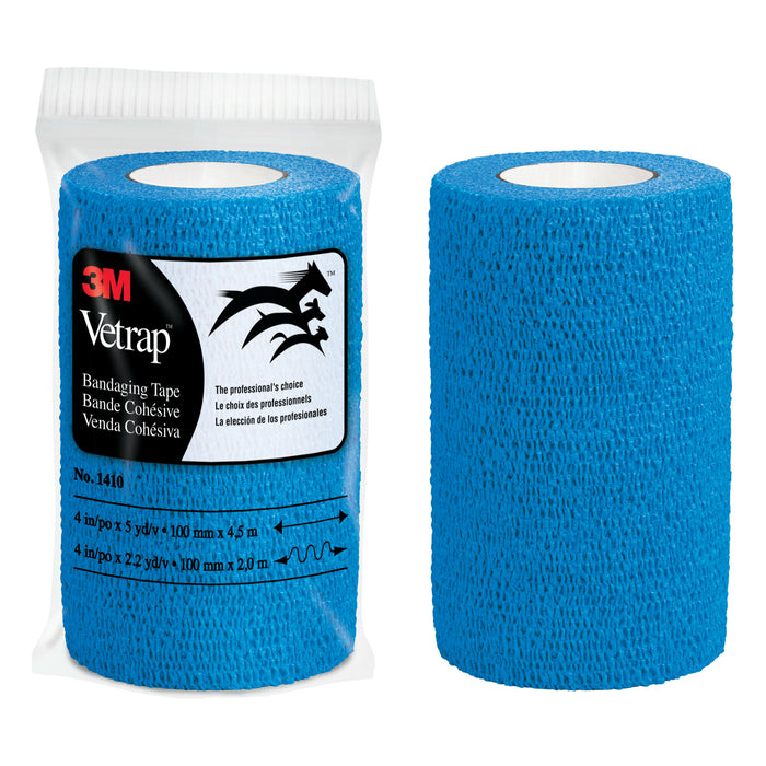 3M Vetrap Bandaging Tape 1410B-18, Blue, 4 in x 5 yd (100 mm x 4.5 m)