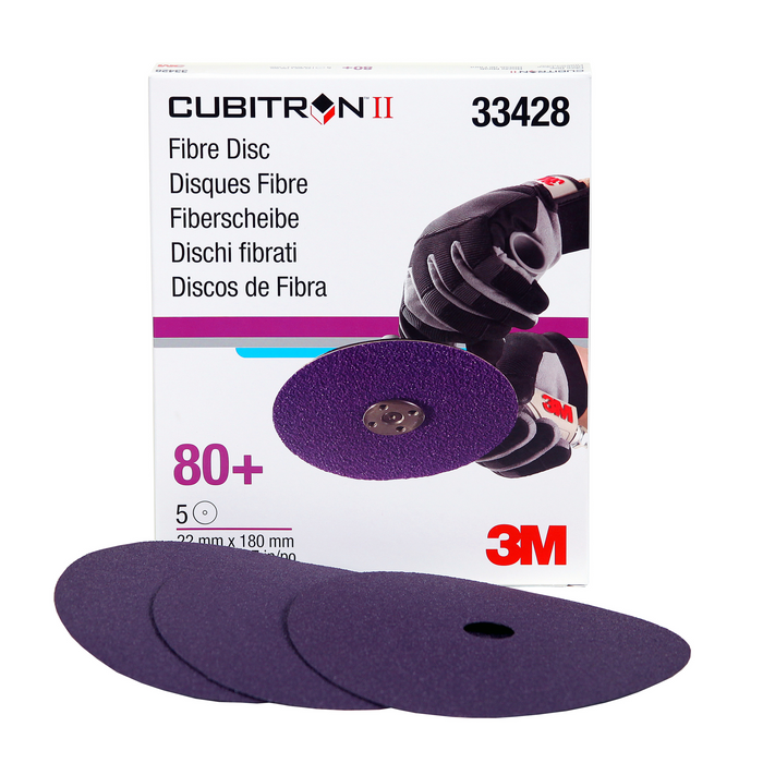3M Cubitron II Abrasive Fibre Disc, 33428, 7 in X7/8 in (180mm X
22mm), 80+
