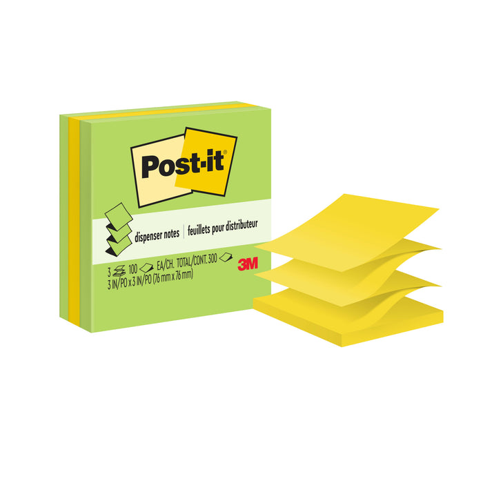 Post-it® Dispenser Pop-up Notes 3301-3AU-FF, 3 in x 3 in (76 mm x 76 mm)