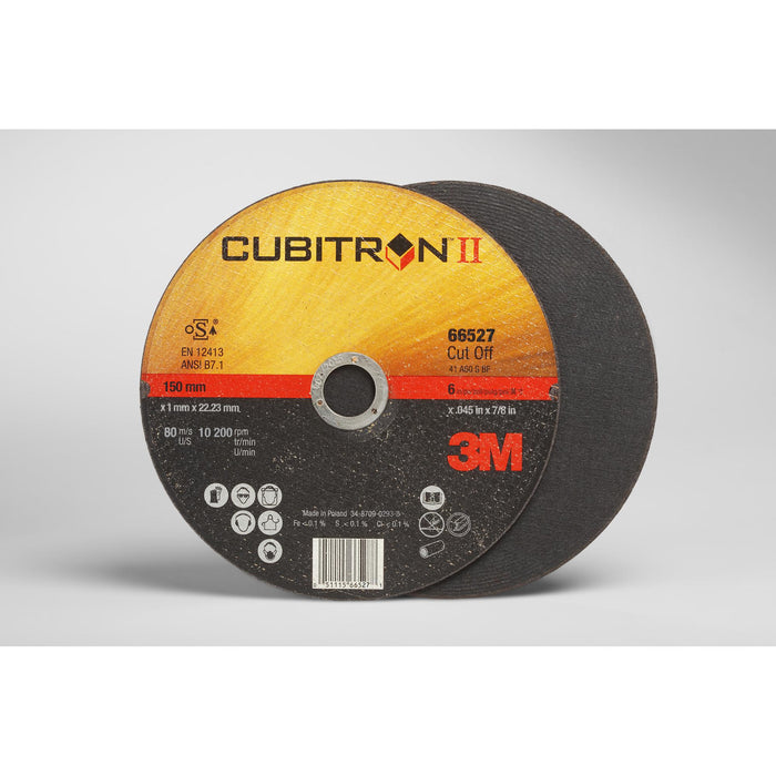 3M Cubitron II Cut-Off Wheel, 66527, T1, 6 in x .045 in x 7/8 in,
25/Carton