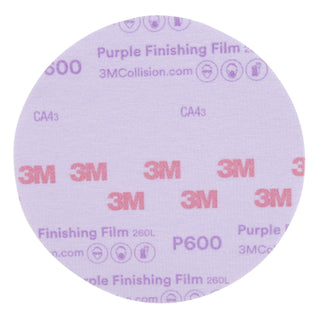 3M Hookit Purple Finishing Film Abrasive Disc 260L, 30671, 6 in, P600