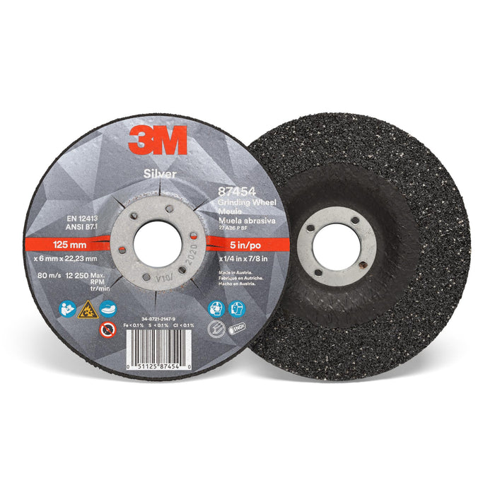 3M Silver Depressed Center Grinding Wheel, 87454, T27, 5 in x 1/4 in x
7/8 in