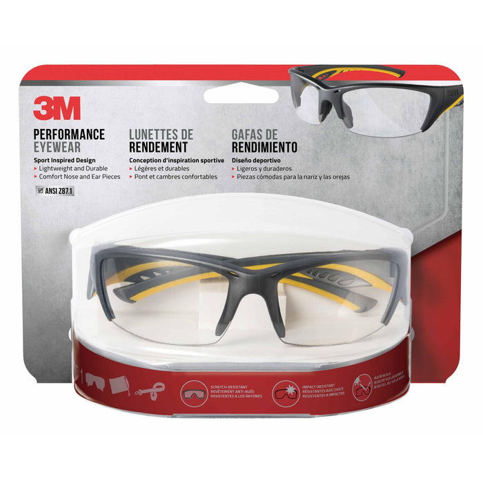 3M Safety Eyewear 90212-HZ4, Gray Frame Yellow Accent