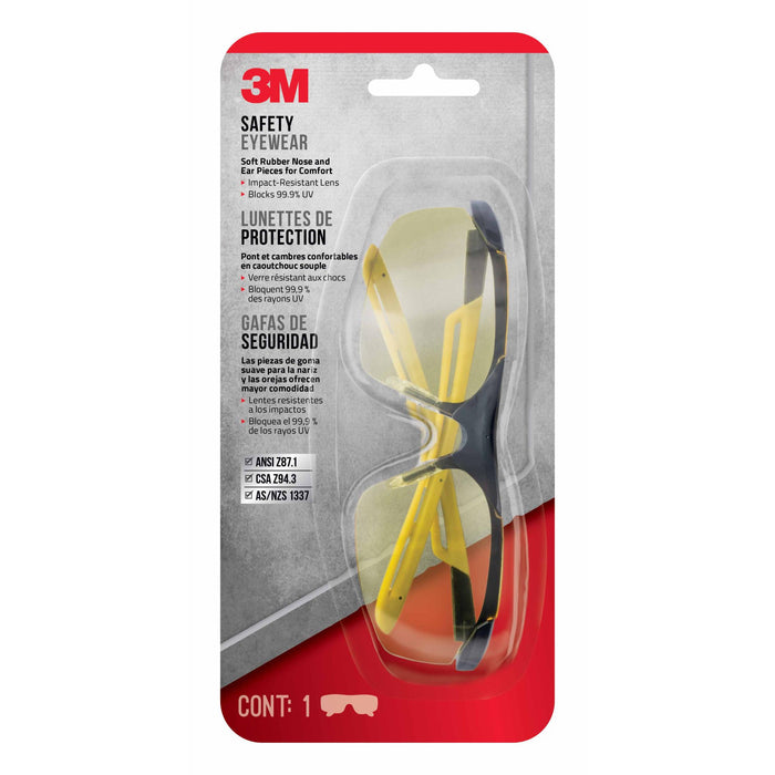 3M Safety Eyewear Amber Comfort 90211-HV6-NA, Black Frame Yellow
Accent
