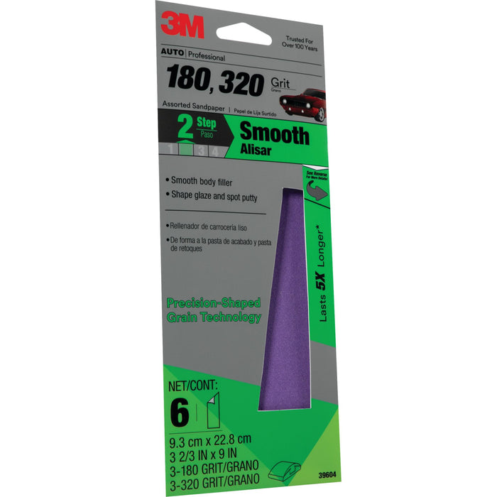3M Auto Performance PSG Sandpaper, 39604SRP, 3-2/3 in x 9 in, 180/320
Grit