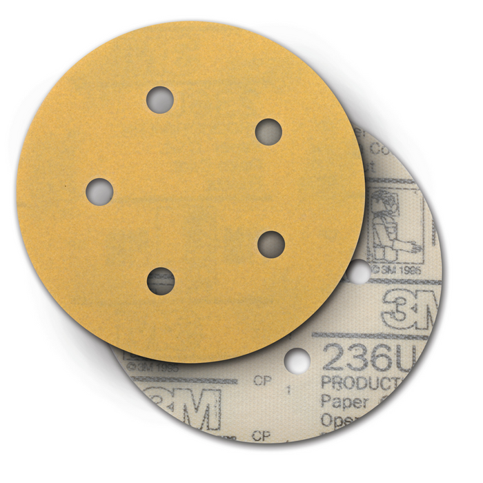 3M Hookit Paper Disc 236U, P150 C-weight, 5 in x NH, D/F 5HL, Die
500FH
