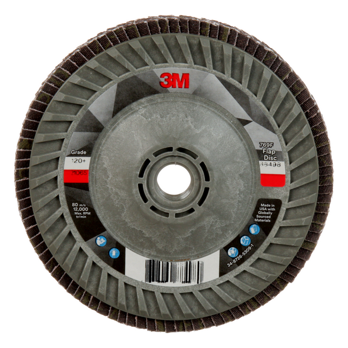 3M Flap Disc 769F, 120+, T29 Quick Change, 5 in x 5/8 in-11