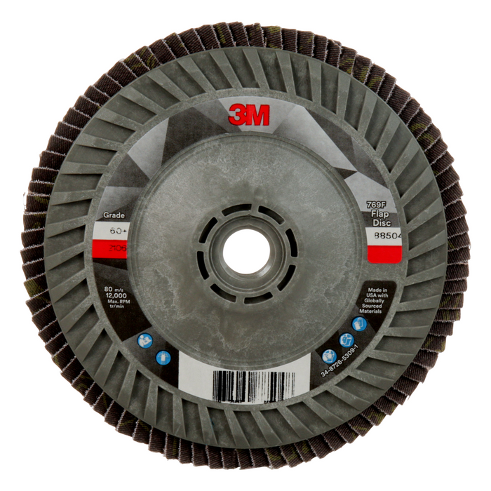 3M Flap Disc 769F, 60+, T27 Quick Change, 5 in x 5/8 in-11