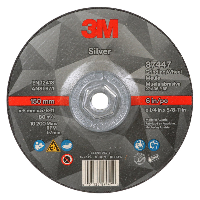3M Silver Depressed Center Grinding Wheel, 87447, Quick Change, Type
27