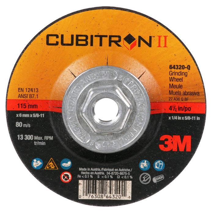 3M Cubitron II Depressed Center Grinding Wheel, 64320, Quick Change,
T27