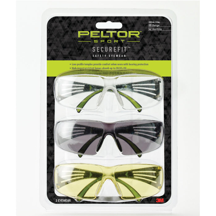 Peltor Sport SecureFit Safety Eyewear, SF400-P3PK-6