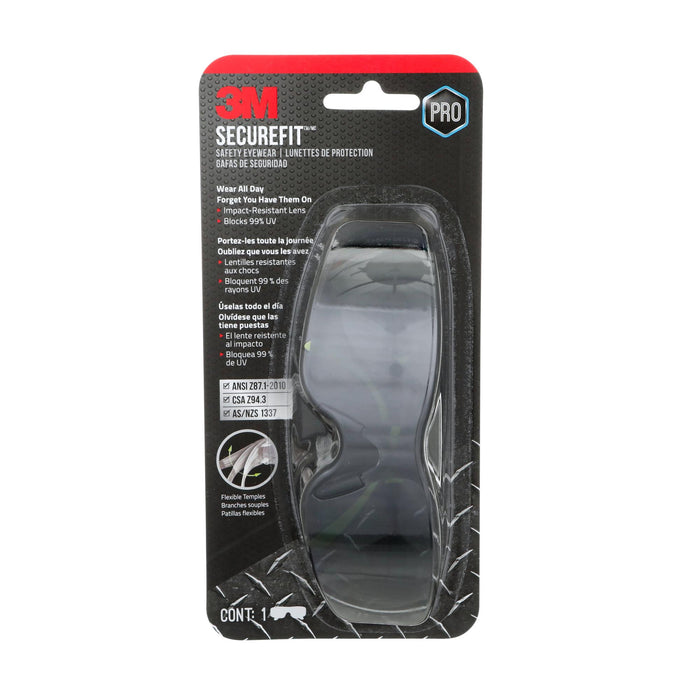 3M SecureFit 400 Safety Eyewear SF400G-WV-6-PS, Gray Anti-Fog