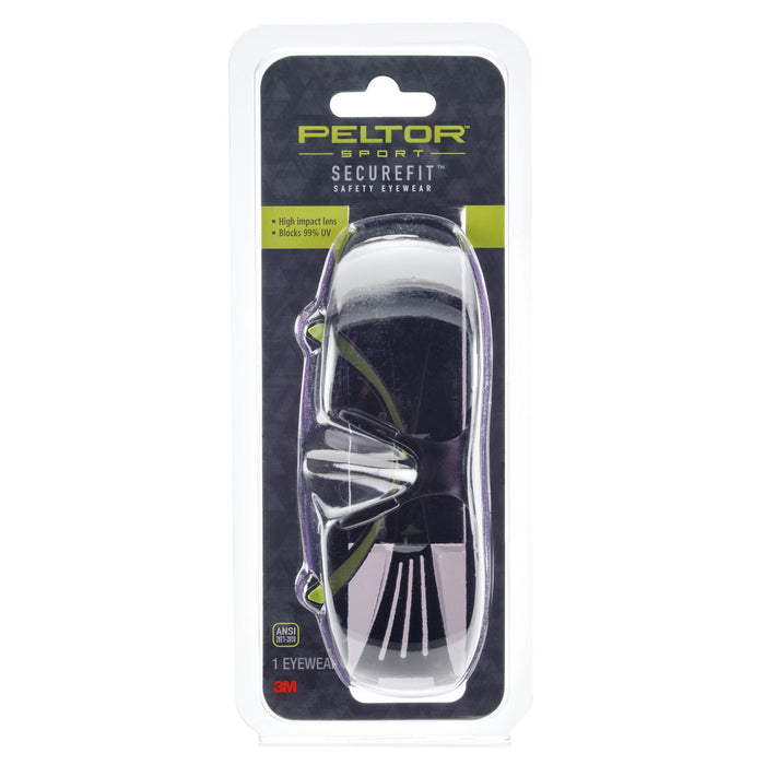 Peltor Sport SecureFit Safety Eyewear SF400-PC-8, Clear/AF Lens
