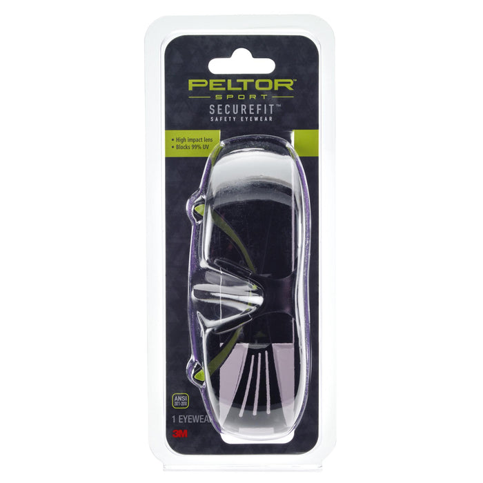 Peltor Sport SecureFit Safety Eyewear, SF400-PG-8, Gray/AF Lens