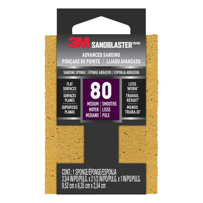 3M SandBlaster Advanced Sanding Sanding Sponge 20908-80, 80 grit