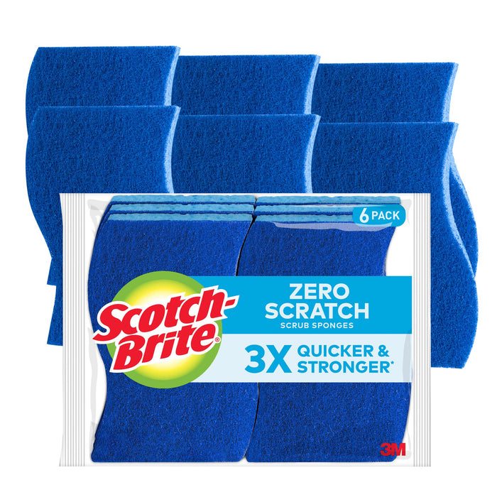 Scotch-Brite® Zero Scratch Scrub Sponge 526-6, 4.4 in x 2.6 in x 0.7 in