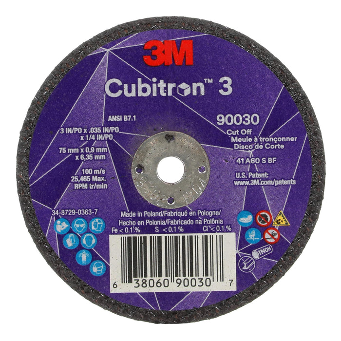 3M Cubitron 3 Cut-Off Wheel, 90030, 60+, T1, 3 in x 0.035 in x 1/4 in