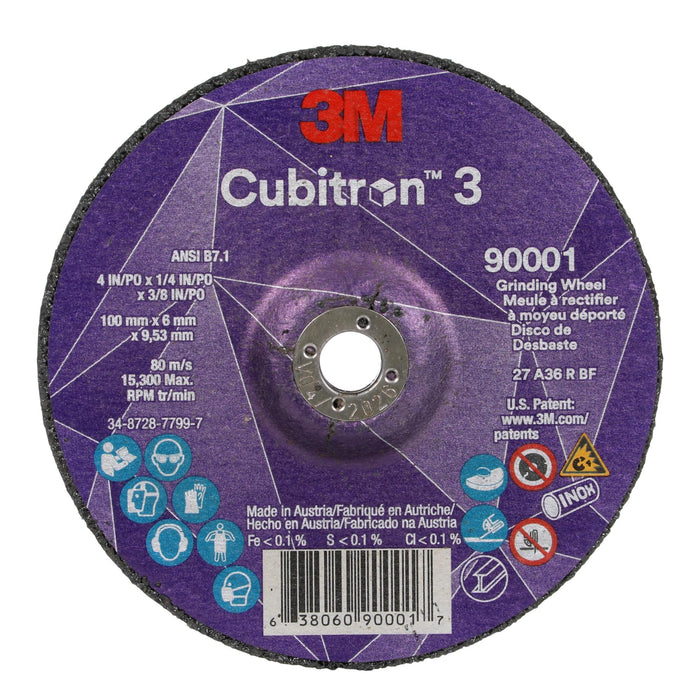 3M Cubitron 3 Depressed Center Grinding Wheel, 90001, 36+, T27