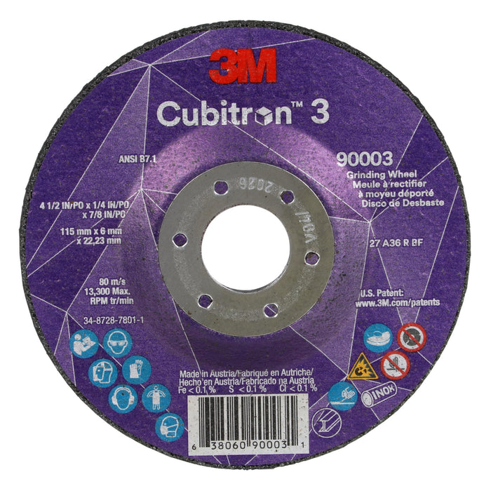 3M Cubitron 3 Depressed Center Grinding Wheel, 90003, 36+, T27