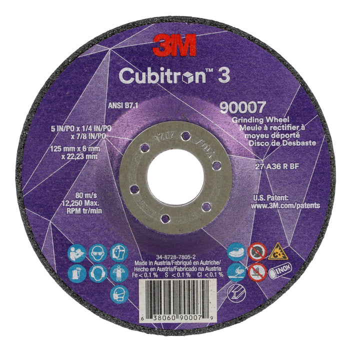 3M Cubitron 3 Depressed Center Grinding Wheel, 90007, 36+, T27