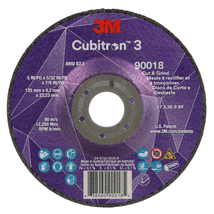 3M Cubitron 3 Cut and Grind Wheel, 90018, 36+, T27, 5 in x 5/32 in
x7/8 in